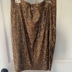 Cable & Gauge Shimmering Gold Pencil Skirt